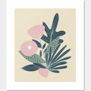 Botanic Flower Lotus Illustration Posters and Art